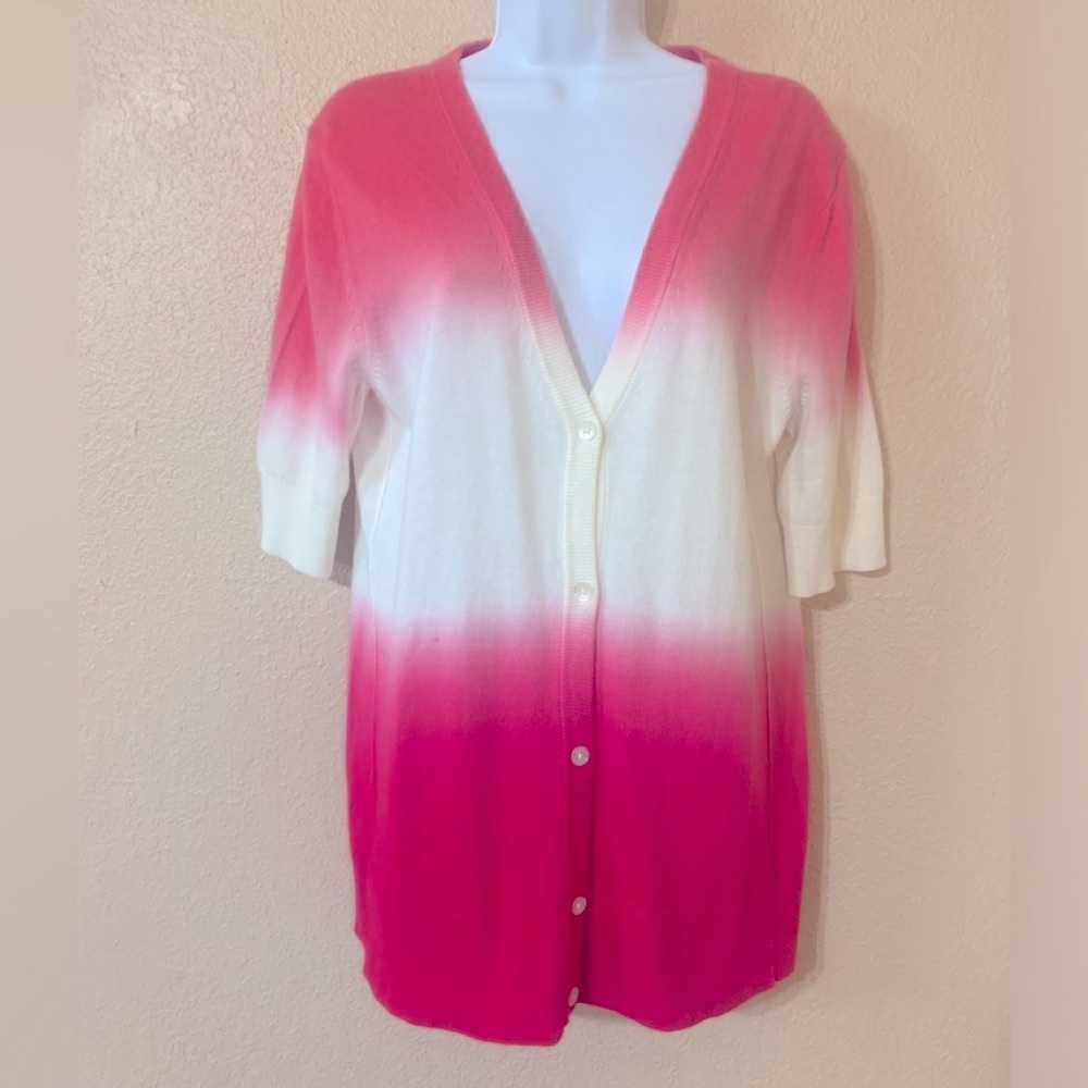 EDDIE BAUER Soft Cotton Pink Button Up Sweater Sz TL